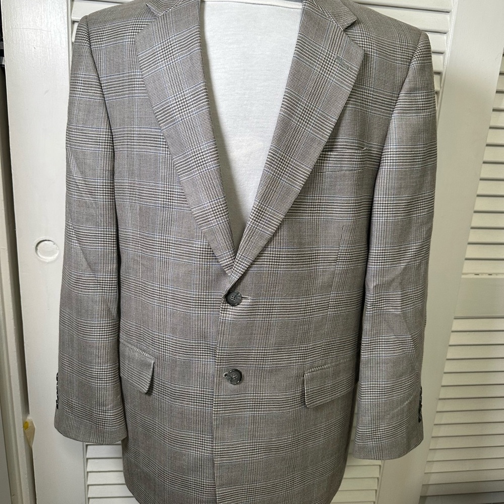 Vintage W. H. Belk Men's Gray Glen Plaid Two-Button Blazer